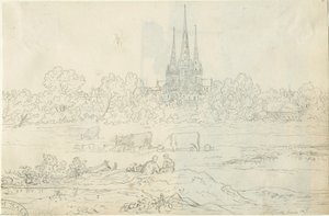Katedrála Lichfield - East View: kresba perem a tuší, 20. června [c 1820] (kresba)