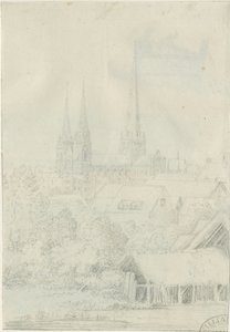 Katedrála Lichfield - South West View: kresba tužkou, nd [?1788-1855] (kresba) od Henry Curzon Allport