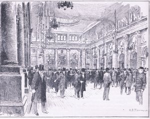 Uvnitř Royal Exchange v Manchesteru, ilustrace z Cassells History of England, 1900s od Henry Edward Tidmarsh