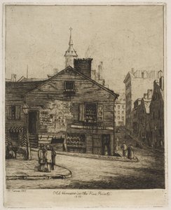 Staré domy v pěti bodech, 1870 ze Scenes of Old New York, 1871.