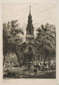 Kaple sv. Pavla, New York ze Scenes of Old New York, 1877. od Henry Farrer