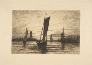Západ slunce na East River, 1879.