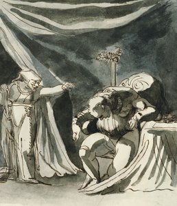 Stará žena s růžencem proklínající sedícího muže; Možná královna Margaret proklínající vévodu z Gloucesteru, od Johann Heinrich Füssli