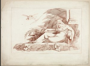 Spící žena s Amorem od Johann Heinrich Füssli