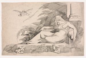 Spící žena s Amorem od Johann Heinrich Füssli