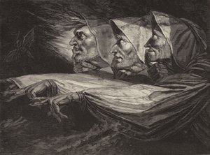 Čarodějky v Macbeth od Johann Heinrich Füssli