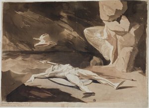 Thetis truchlí nad Achilleovým tělem od Johann Heinrich Füssli