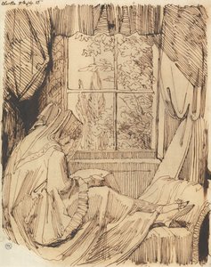 žena čtení, sedící před oknem od Johann Heinrich Füssli