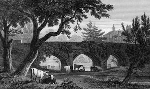 Eltham Bridge, Kent, vyrytý Henry Adlard, 1832