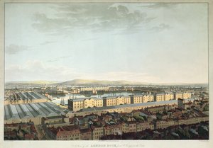 Pohled na londýnský dok ze St. Georges-in-the-East, vyryl Daniel Havell, hospoda. od T. Claye, 1816 (akvatinta) od Henry Haseler