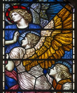 Buckland, St Mary, James Powell & Sons, Henry Holiday, The Barcote Chapel, Praising Angels, 1889 od Henry Holiday