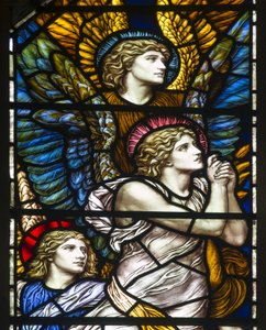 Buckland, St Mary, James Powell & Sons, Henry Holiday, The Barcote Chapel, Praising Angels, 1889 od Henry Holiday
