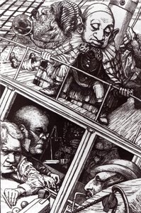 „Úplně zapomněl své jméno“, ilustrace z „Lovu hada“ od Lewise Carrolla (1832-98) kolem roku 1896 (rytina) (č/b foto) od Henry Holiday