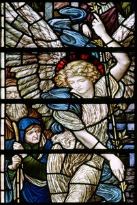 Romsey Abbey, James Powell & Sons, Henry Holiday, Detail jezírka Bethesda, Anděl, 1890 od Henry Holiday