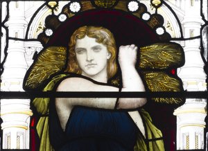 Ruth s obilím, detail, 1881-83 (vitráže) od Henry Holiday