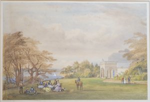 Drummond Family v Bournehill Cottage, 1858 (wc na papíře) od Henry Holland