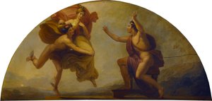 Epimetheus Receiving Pandora, 1834 (olej na mahagonovém panelu)