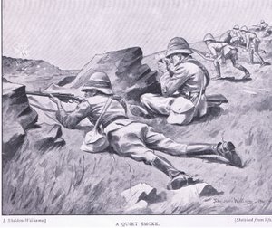 Tichý kouř, z After Pretoria: The Guerilla War vydané Harmsworth Bros Limited od Henry Inglis Jodrel Sheldon Williams