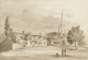 Brewood Church: sépiová kresba, 1844