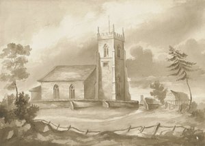 Codsall Church: kresba sépie, nd [1844] od Henry James Noyes