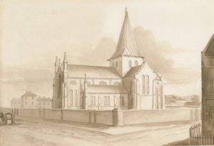 Wolverhampton – Kostel Panny Marie: sépiová kresba, nd [1844]