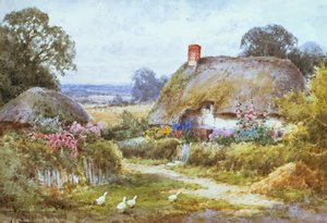 Chata v létě (akvarel)