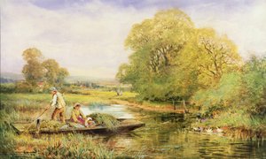 Ferry on the Avon (akvarel) od Henry John Sylvester Stannard