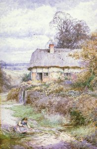 Mladá dívka klečící u potoka od Henry John Sylvester Stannard