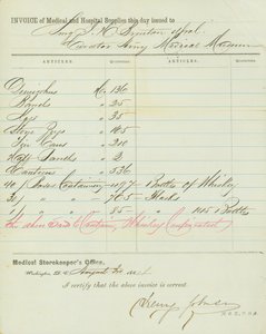 Faktura za lékařské a nemocniční obchody, podepsaná Henry Johnson, 30. srpna 1864 od Henry Johnson