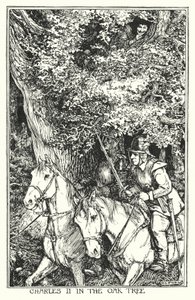 Karel II v dubu (litho) od Henry Justice Ford