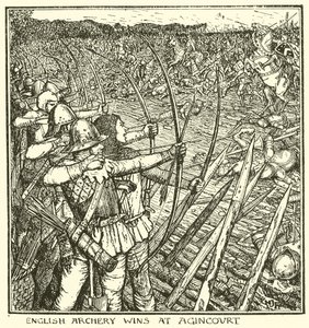 Anglická lukostřelba vítězí u Agincourtu od Henry Justice Ford