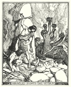 Herakles bojuje s Hydrou (litho) od Henry Justice Ford