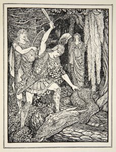 Jak byl zabit had, který střežil zlaté rouno, z „Příběhů řeckých moří“ od Andrewa Langa, 1926 (inkoust na papíře) od Henry Justice Ford