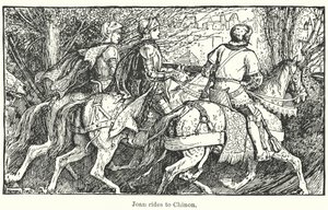 Joan jede do Chinonu (litografie) od Henry Justice Ford