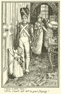 "Otevři chci papa." "Pane, nesmím vpustit Vaše Veličenstvo" (rytina) od Henry Justice Ford