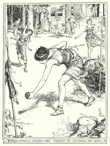 Pero je mezi svými přáteli slavná chytáním míče (litho) od Henry Justice Ford