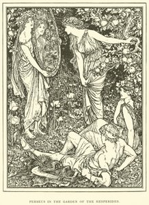 Perseus v zahradě Hesperidek od Henry Justice Ford