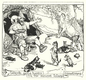 Selkirk někdy docela šťastný na pustém ostrově (litho) od Henry Justice Ford