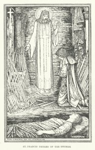 Svatý František sní o meči (litho) od Henry Justice Ford