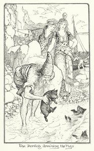 Dervish topící prasata (rytina) od Henry Justice Ford