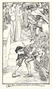 Zahradník dostává jablko (rytina) od Henry Justice Ford