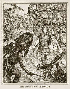 Vylodění Římanů, ilustrace z knihy "A History of England" od C.R.L. Fletchera a Rudyarda Kiplinga, 1911 od Henry Justice Ford