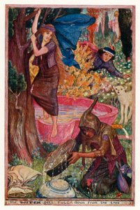 Čarodějnice stáhne Pulgu ze stromu (barva litho) od Henry Justice Ford