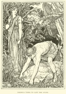Theseus se snaží zvednout kámen od Henry Justice Ford