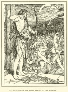 Ulysses vystřelí první šíp na Wooers od Henry Justice Ford