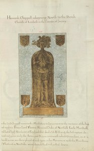Mramorový náhrobek lorda Thomase Howarda vévody z Norfolku, 1637 (inkoust a zlatý list na pergamenu)