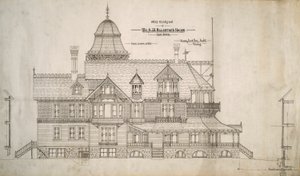 Dům pro pana S.W. Allerton, Ženevské jezero, Wisconsin: West Elevation od Henry Lord Gay