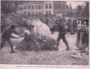 Spálení Blountových brožur obyčejným oběšencem od Henry Marriott Paget