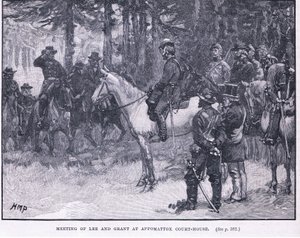 Setkání Lee a Granta v Appomattox Court House 1865 našeho letopočtu od Henry Marriott Paget