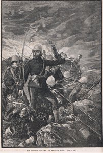Sir George Colley na Majuba Hill, ilustrace z Cassellovy „Ilustrované historie Anglie“, vydané kolem roku 1910 od Henry Marriott Paget